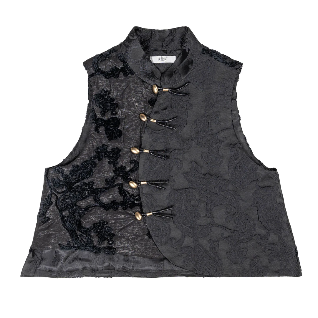 朱总原创设计墨影织梦L24M-4C132刺绣棉马甲