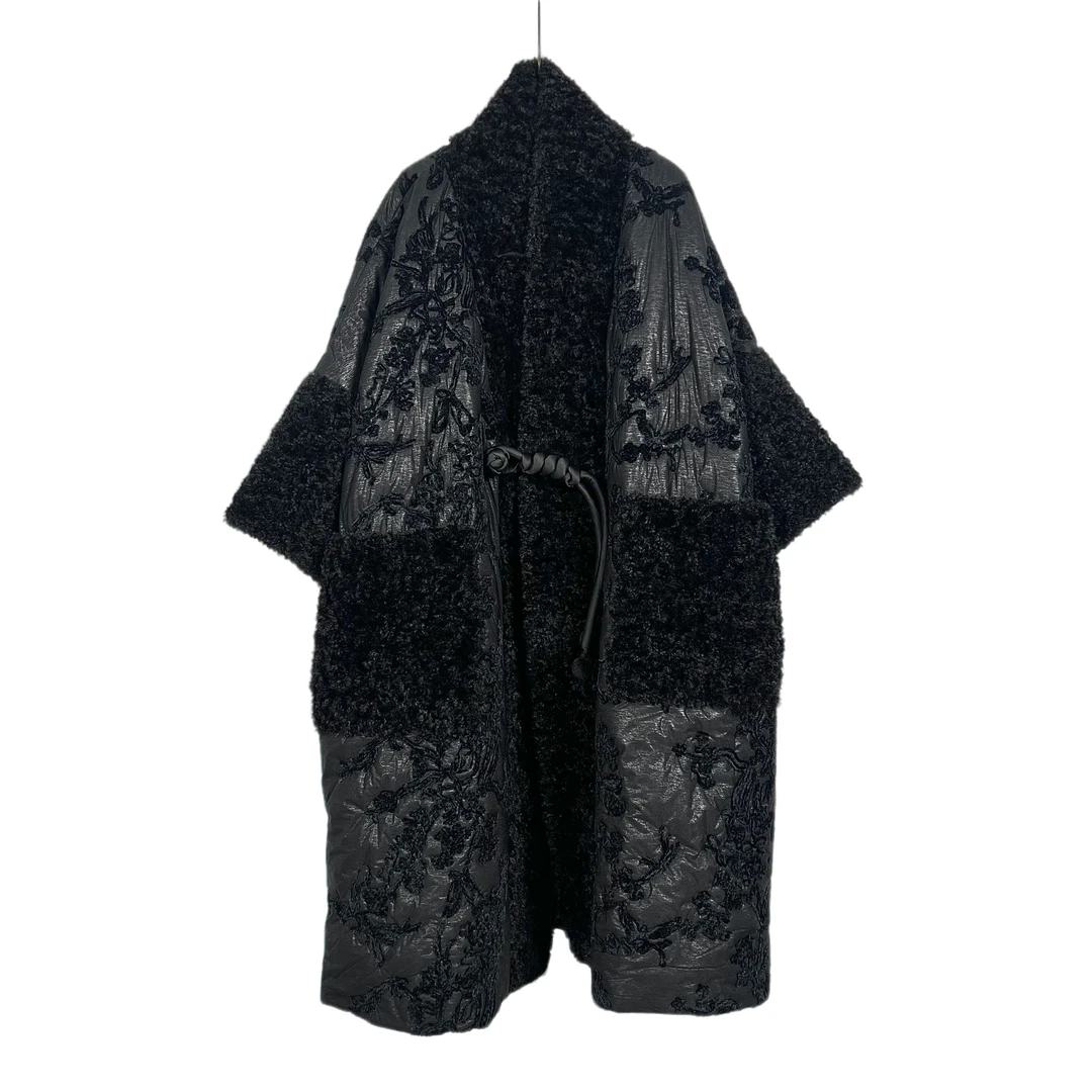 朱总原创设计墨绣华章L24F-4C129时尚刺绣棉服