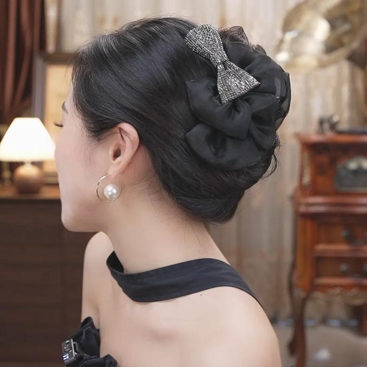 【大号纱纱奥黛丽抓夹】2024新款蝴蝶结鲨鱼夹复古轻奢高级感发饰女