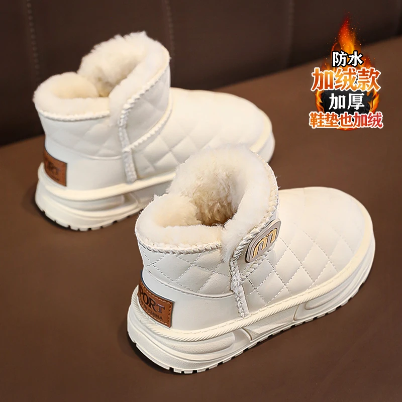 阿童木儿童雪地靴女童冬季2024新款加绒大童雪地棉鞋女孩加厚防滑