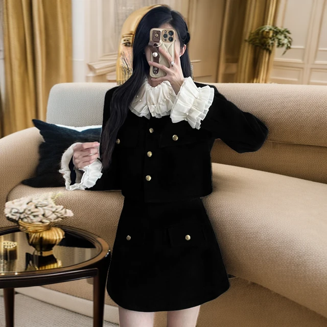 欧货高级感秋冬搭配一整套穿搭时尚两件套小个子气质半身裙套装