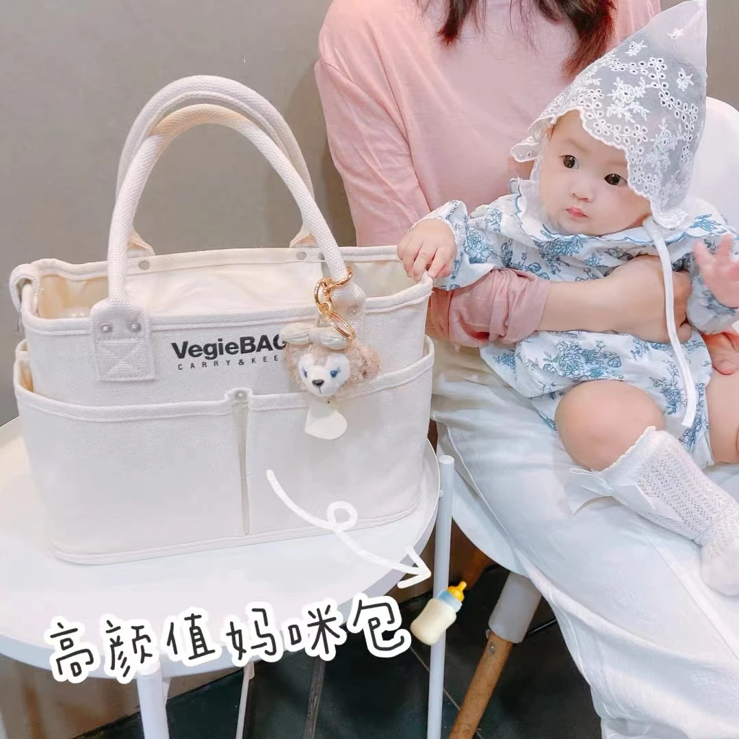 日本妈咪包手提包母婴外出专用帆布袋轻便大容量妈妈包斜挎多功能