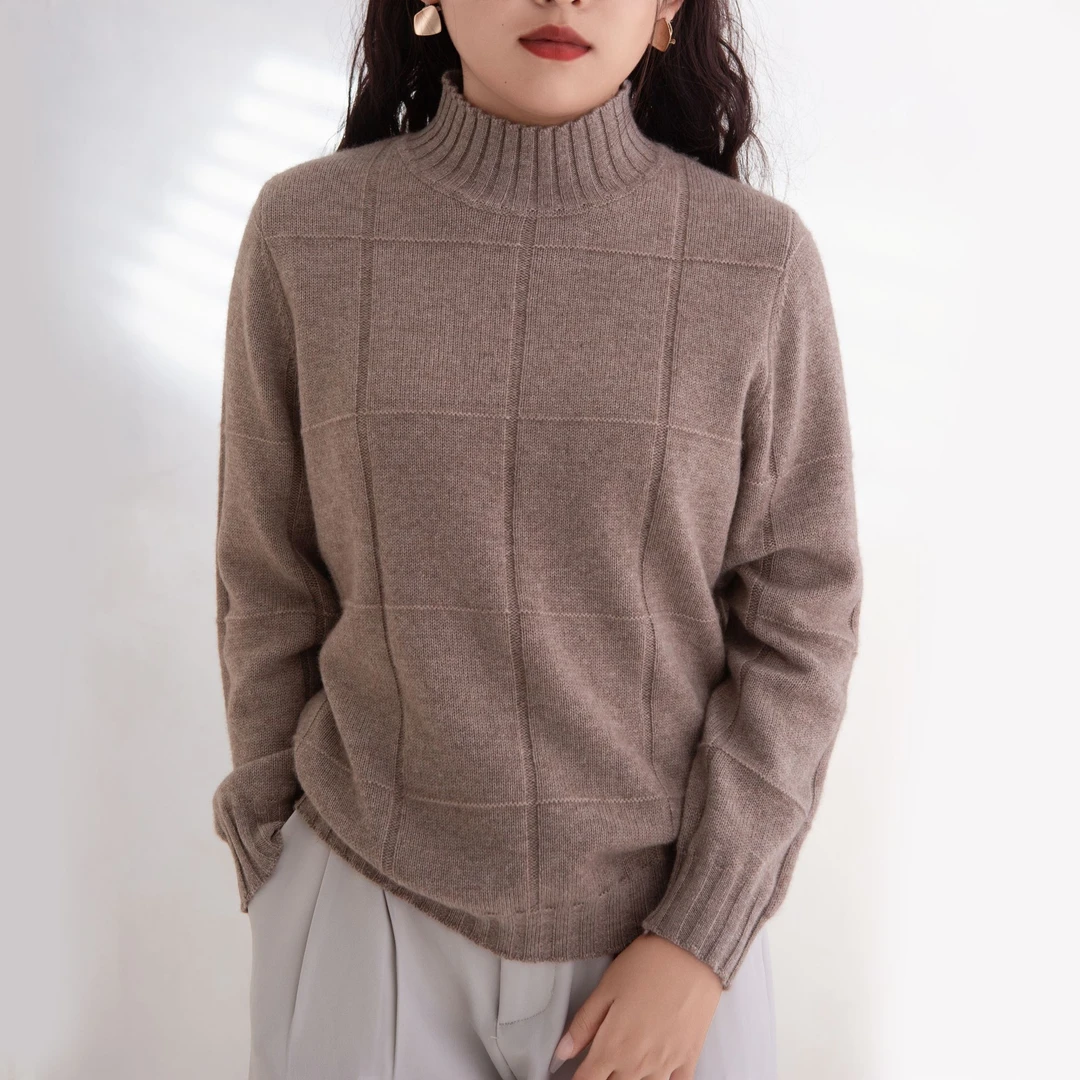 新款半高领保暖显瘦百搭羊绒衫