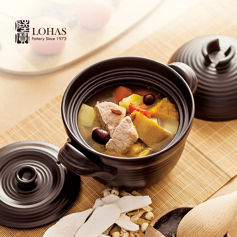 陆宝陶瓷锅汤锅和风双层盖陶锅家用厨房煲汤炖煮无涂层砂锅可明火