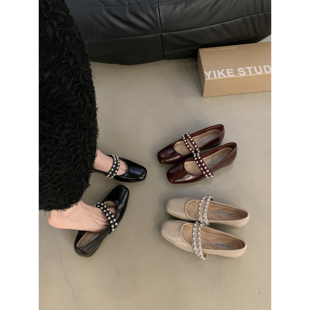 法式方头玛丽珍鞋一脚蹬内增高单鞋G2069