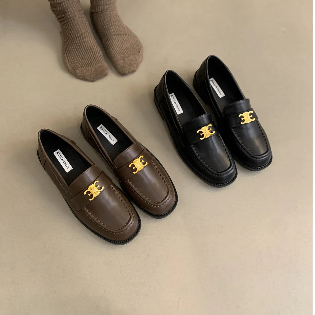 英伦小皮鞋韩版法式复古圆头休闲平底乐福鞋子G519