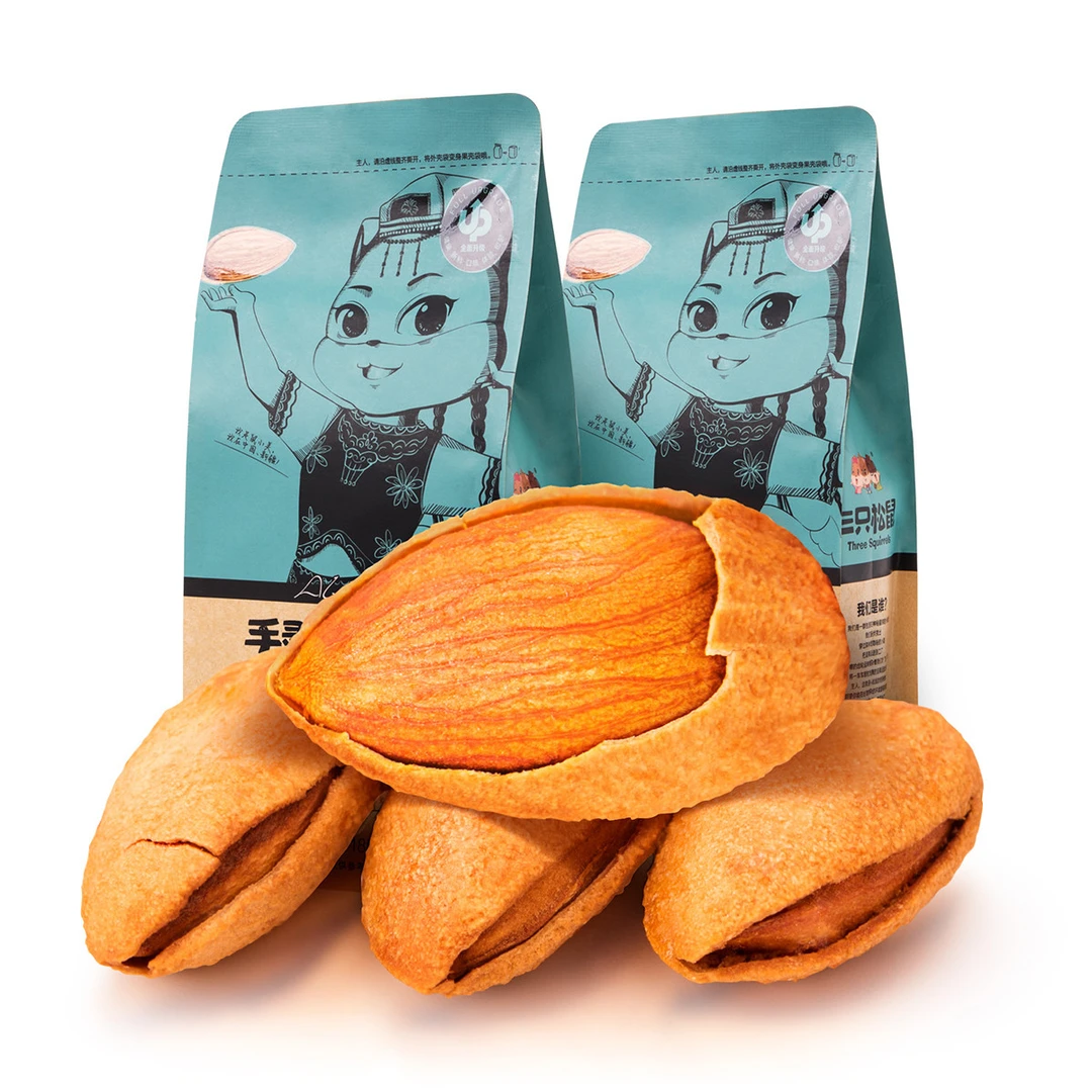 三只/松鼠手剥巴旦木120g/160g/185g袋装坚果酥脆奶香休闲零食