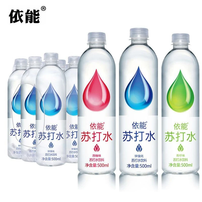依/能青柠味苏打水500ml*12瓶塑膜包装无糖无汽饮料0卡0能量饮品