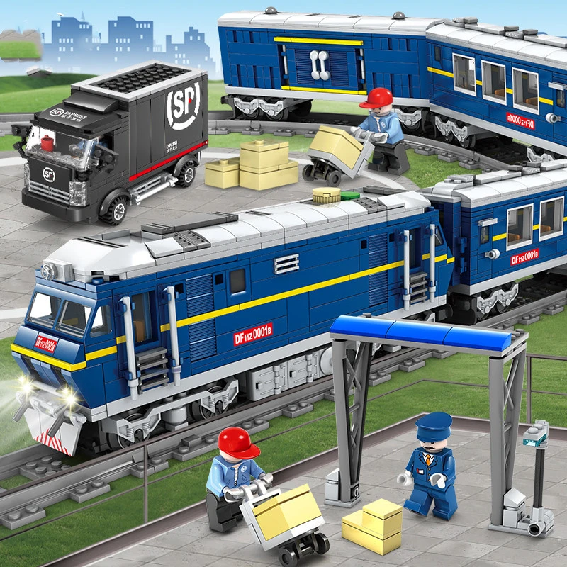 开智东风燃机车电动轨道火车积木玩具城市列车拼装高铁生日礼物