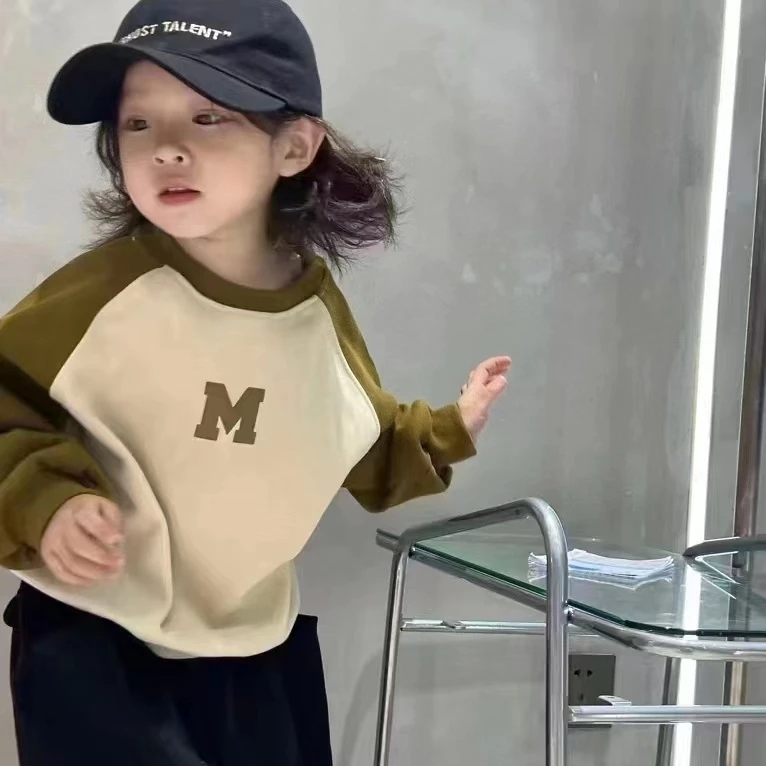 宝宝休闲卫衣拼色装色上衣童装儿童中小童套头衫韩版时尚小孩潮