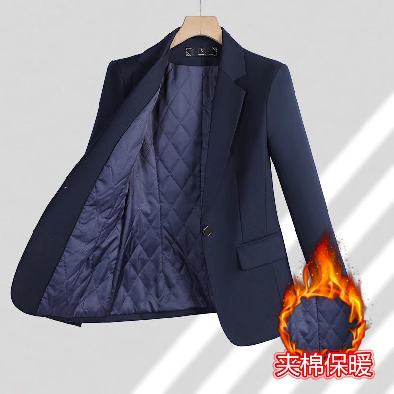 夹棉加厚保暖正装西装套装女秋冬新款面试工装商务职业西服工作服