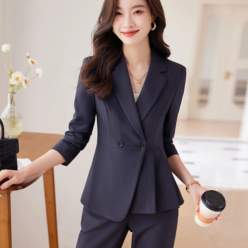 干练气质通勤小西装套装女春秋新款商务面试正装职业装西服工作服