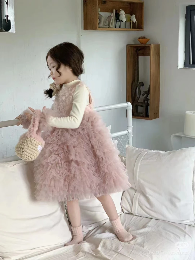 【新款现货】女童网纱连衣裙2025女宝打底衫背心裙蓬蓬蛋糕裙tutu