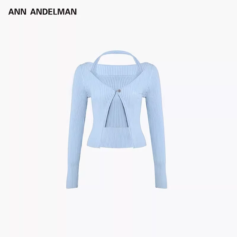 ANN ANDELMAN【惜君 美含同款】挂脖吊带加针织外套两件套设计感