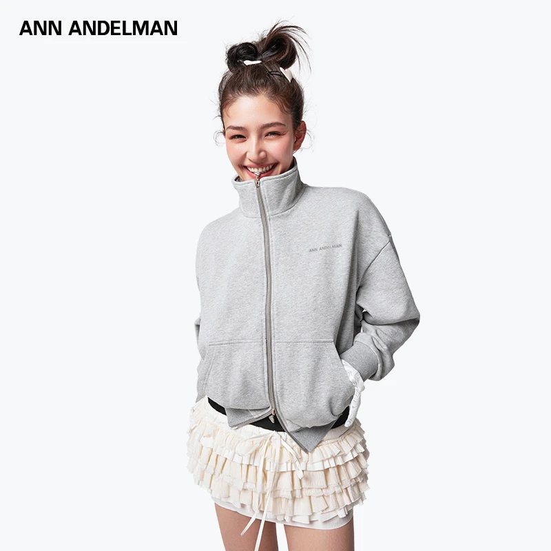ANN ANDELMAN【商场同款新品】25春夏运动时尚百搭立领蕾丝袖卫衣