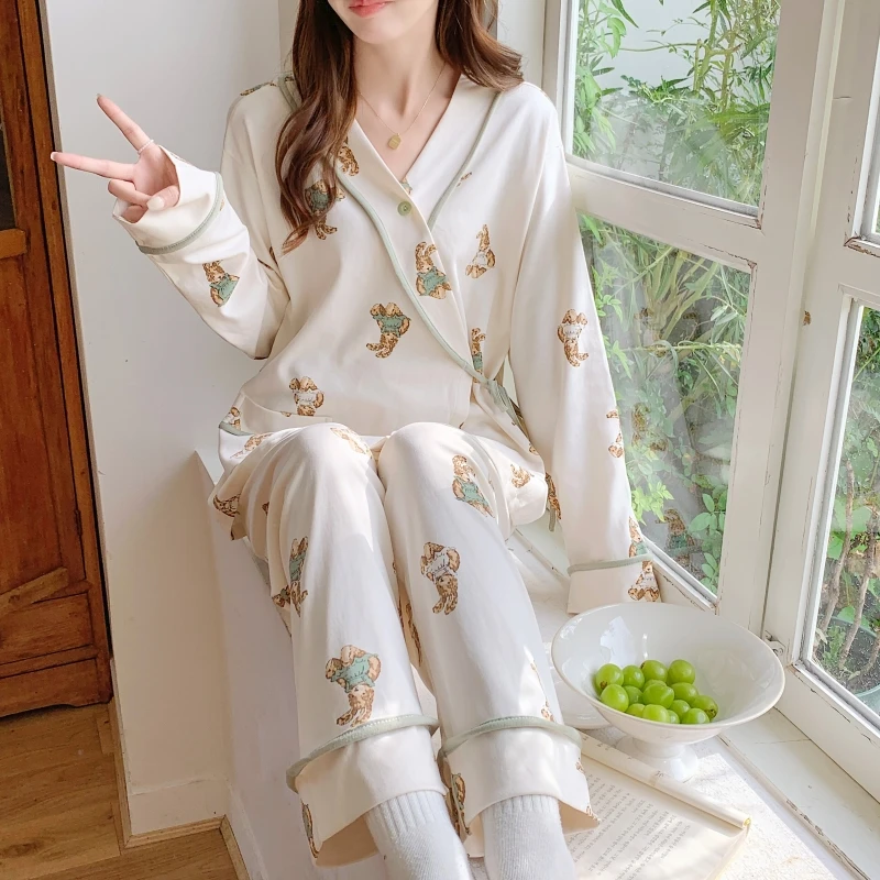 【纯棉】月子服秋冬产后气质家居服套装怀孕期待产孕妇睡衣哺乳睡衣