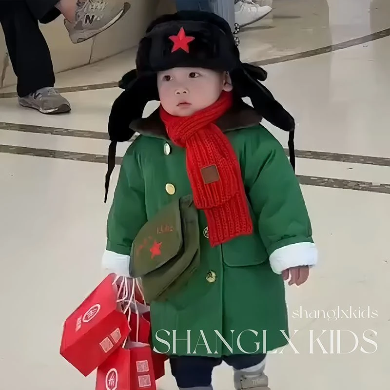 军冬大衣儿童军大衣男童冬装宝宝棉服东北军棉绿冬季风衣加绒加厚