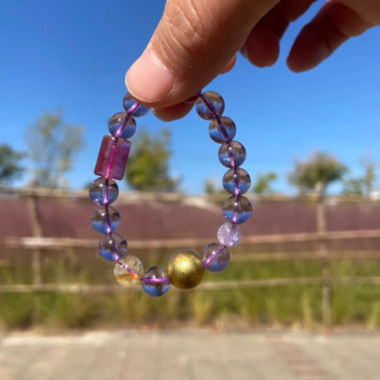 紫水晶 儿童款手串女款彩色素圈梦幻