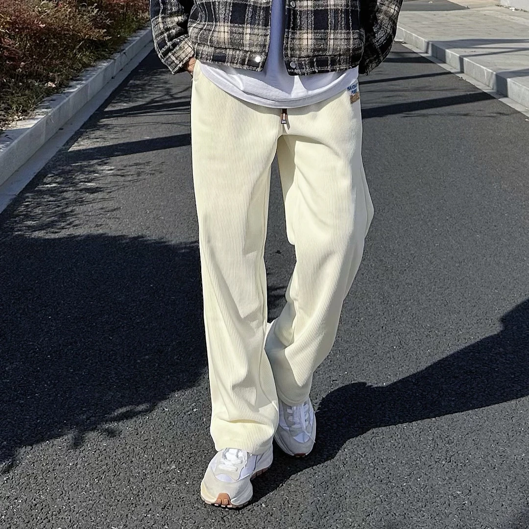 小贾自制棉绒直筒休闲裤长裤卫裤宽松抽绳百搭冬季阔腿垂感运动