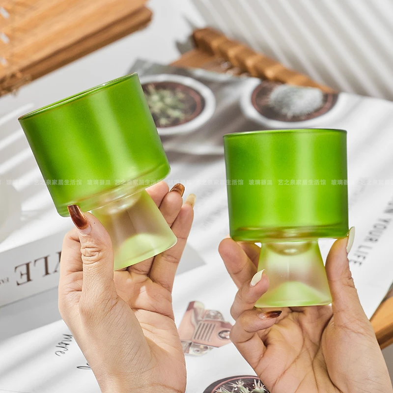 ins 风餐厅绿魔玻璃水杯高颜值磨砂冷饮杯咖啡杯鸡尾酒杯家用水杯