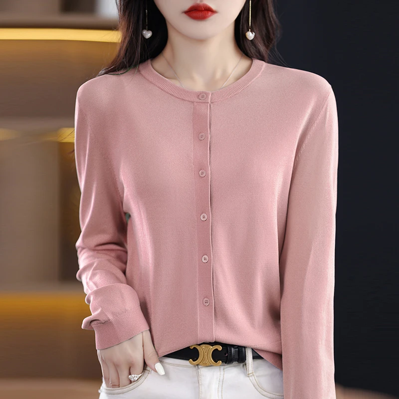 不起球 圆领冰丝长袖防晒宽松百搭夏季薄款针织开衫大码外套上衣