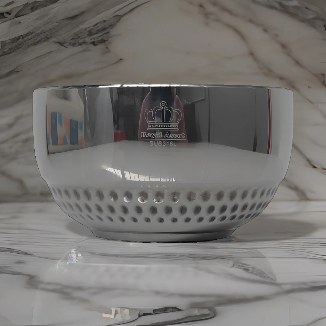 金壕森皇冠316L钻石白金碗双层防烫（拍一发二）约13cm