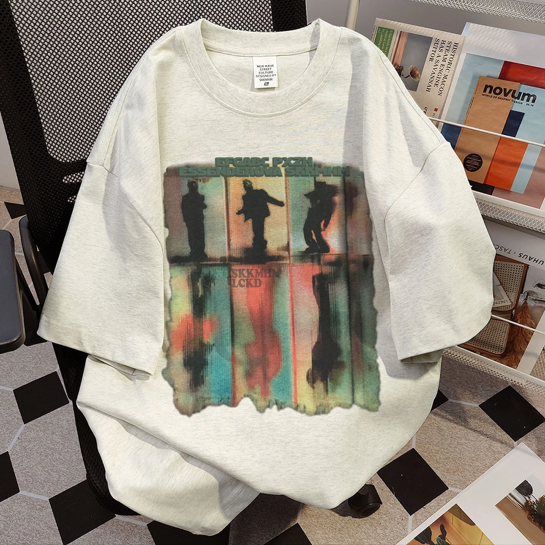 纯棉短袖t恤女男夏季重磅纯棉ins潮牌美式复古美式短袖t恤男衣服