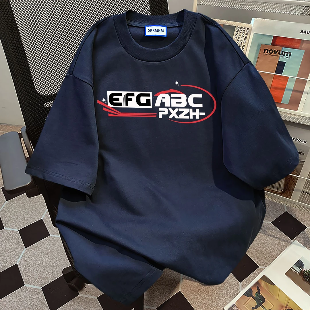 100%纯棉港风字母印花男女短袖ins潮牌夏季休闲慵懒宽松t恤上衣