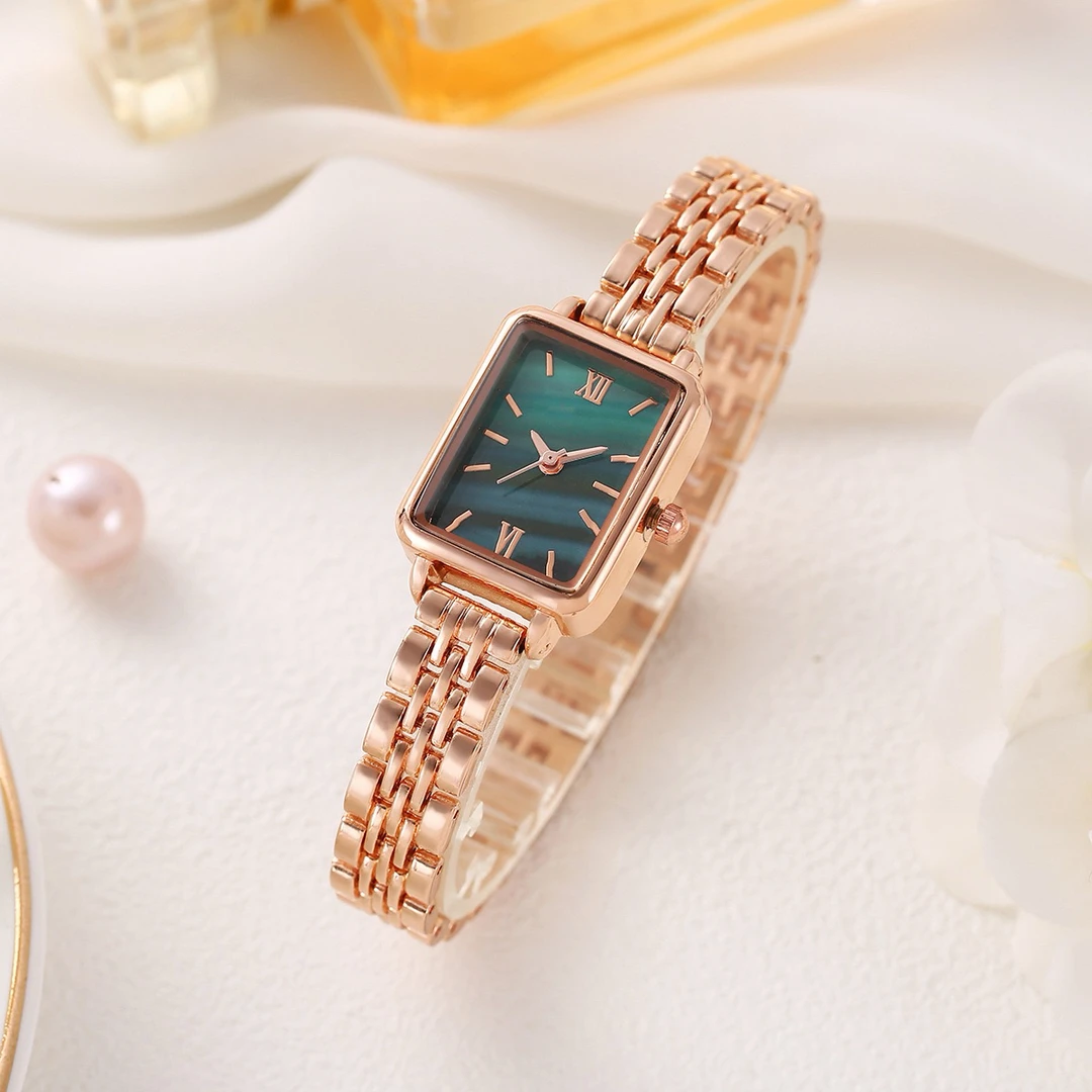 专柜直发祖母绿钢带女士小众轻奢百搭潮流时尚简约精致腕表k17