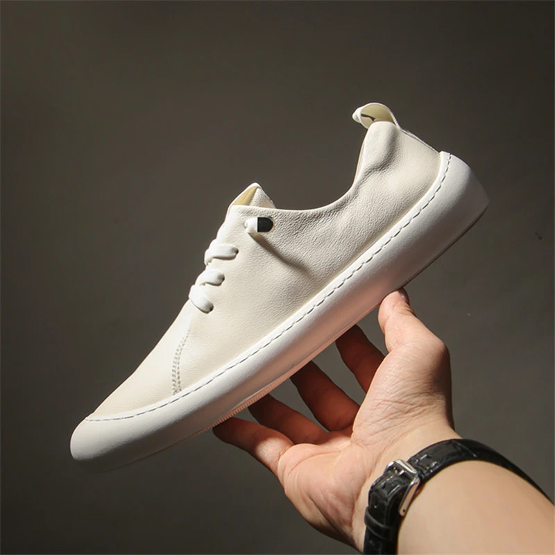 欧洲站乐福鞋男士懒人板鞋男韩版潮流小白鞋真皮男鞋一脚蹬休闲鞋