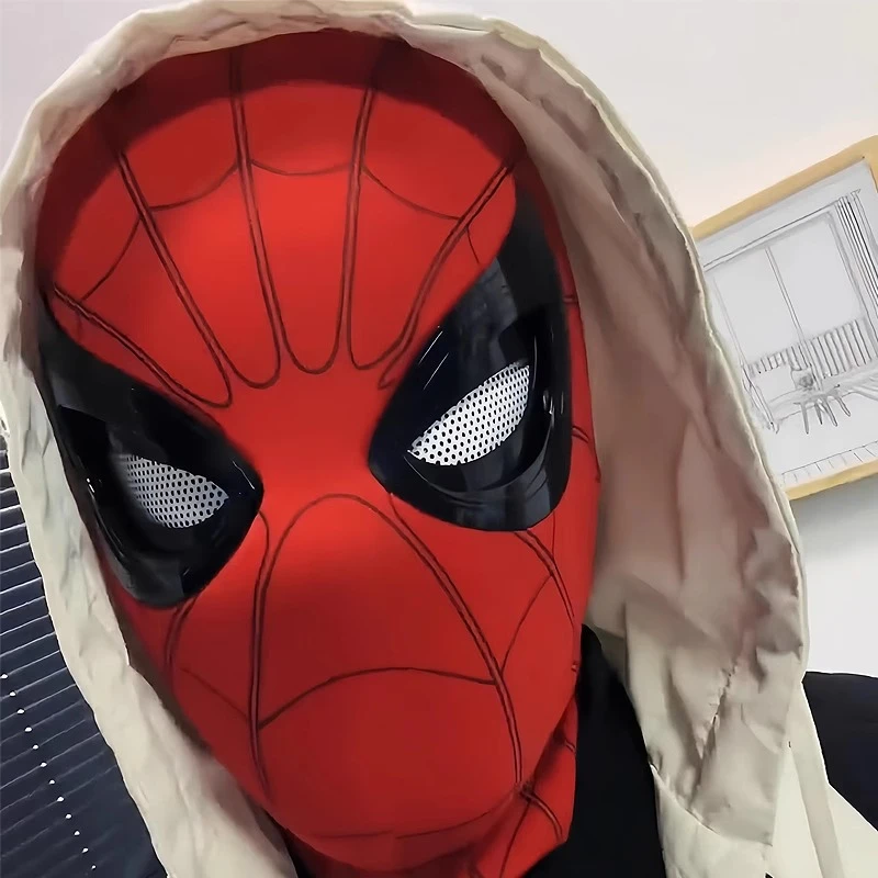 官方正版手动电动蜘蛛侠头套眼睛可动搞怪万圣节蜘蛛侠头套面具