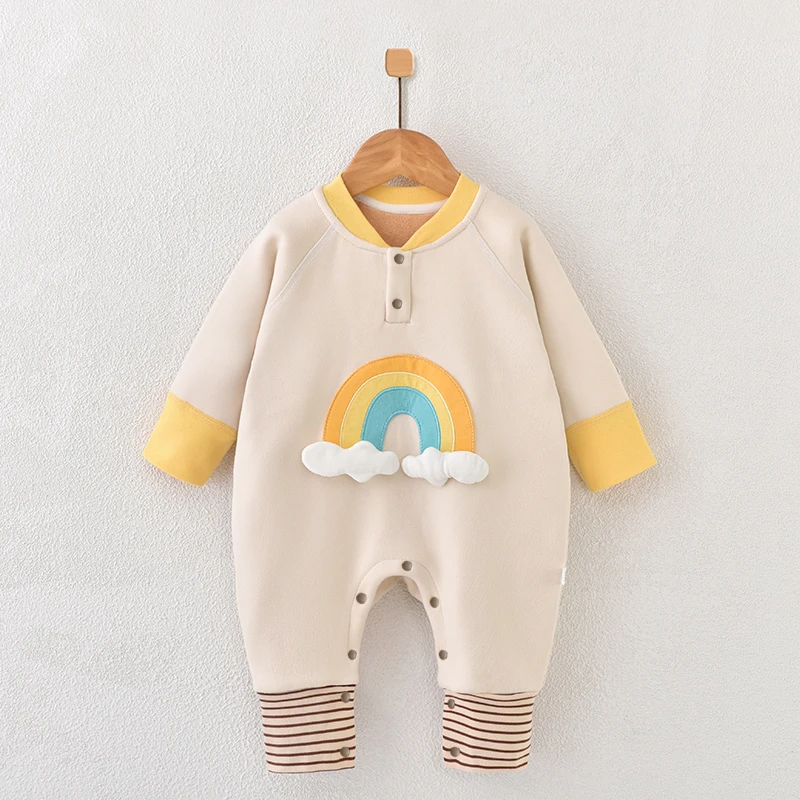 新生儿连体衣加绒加厚秋冬季爬服婴儿衣服外穿哈衣潮流宝宝秋冬装