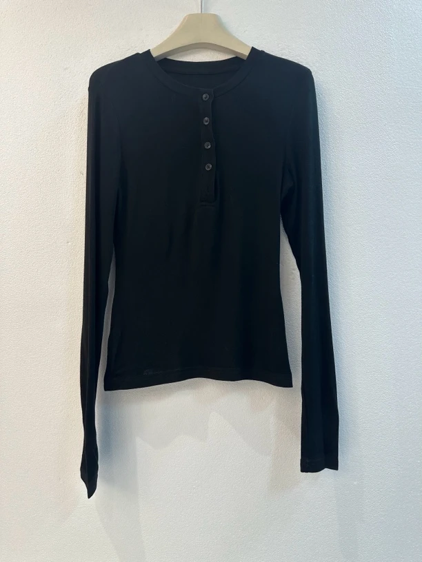 【H.MDSL】早秋新款设计感半领修身百搭打底衫上衣#1027半门襟