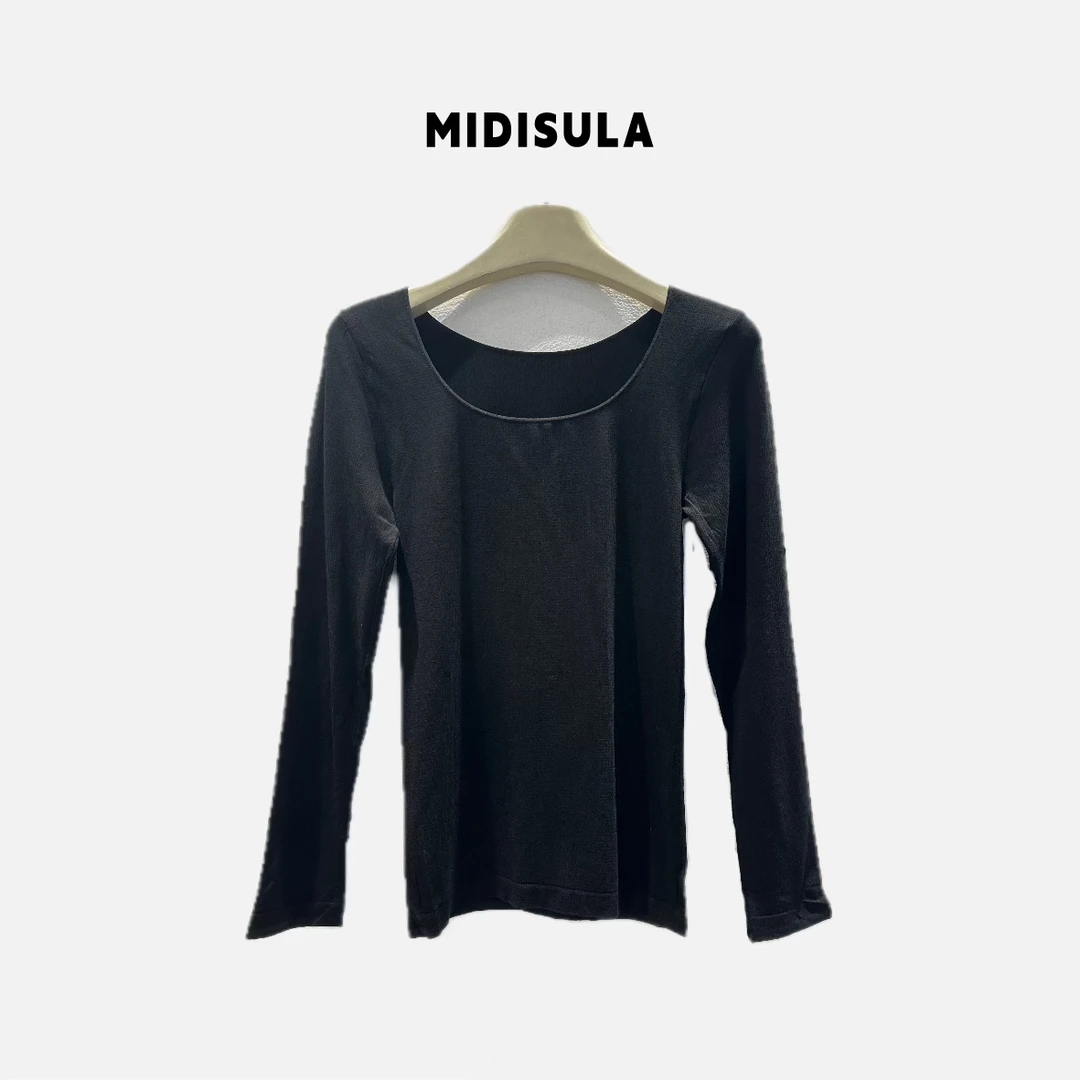 蜜地苏拉&5447新款面膜衣秋冬细螺纹保暖长袖秋衣发热修身打底衫