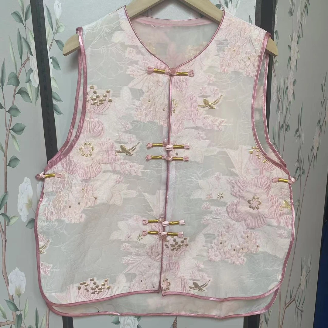 【咏梅】新中式马甲粉色印花中国风