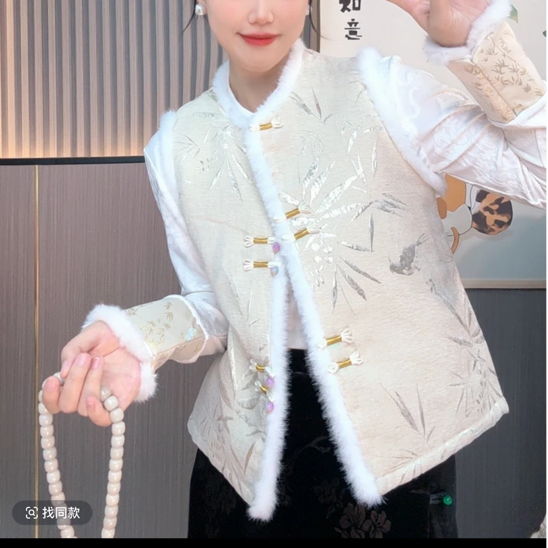 新中式马夹加棉加厚秋冬款中国风