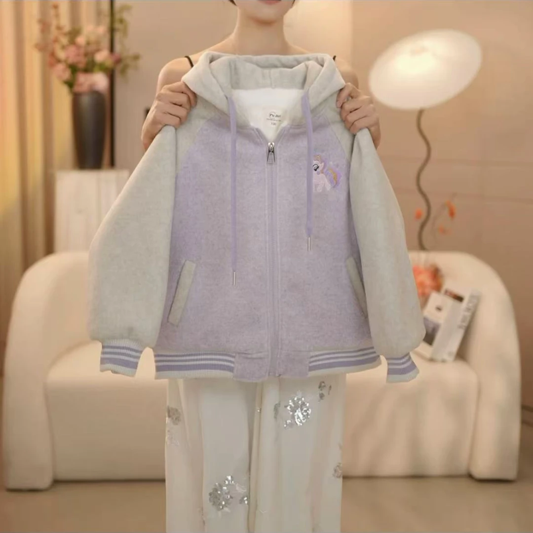 女童夹棉外套秋冬款2024新款洋气童装小女孩连帽冬装儿童冬季上衣