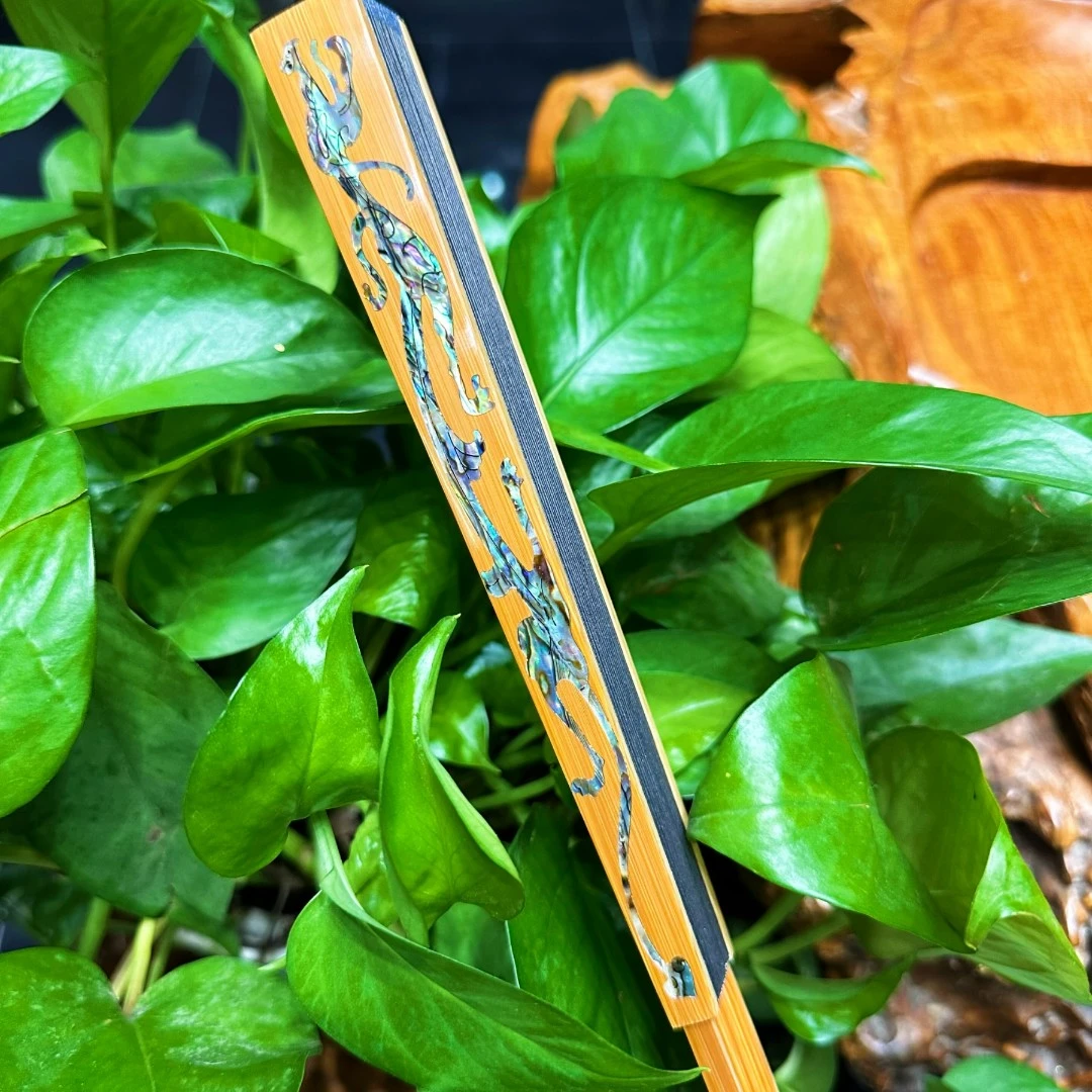 杨林手制 伸缩扇镶嵌螺钿（螭龙纹） 文玩苏扇 默认不粘扇面