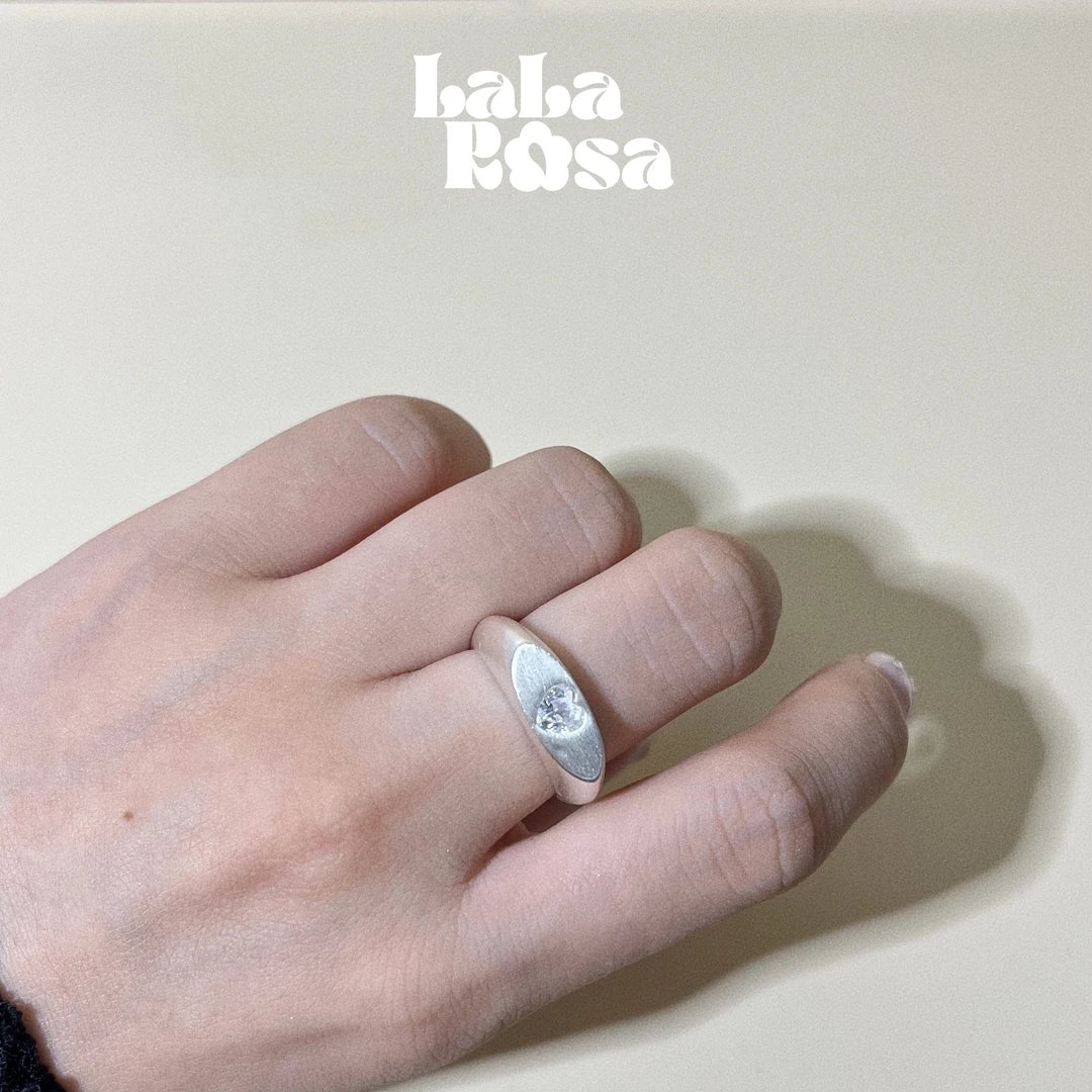 铜合金戒指 LALAROSA【拉丝钻心】设计师款手工开口戒J1001可调节