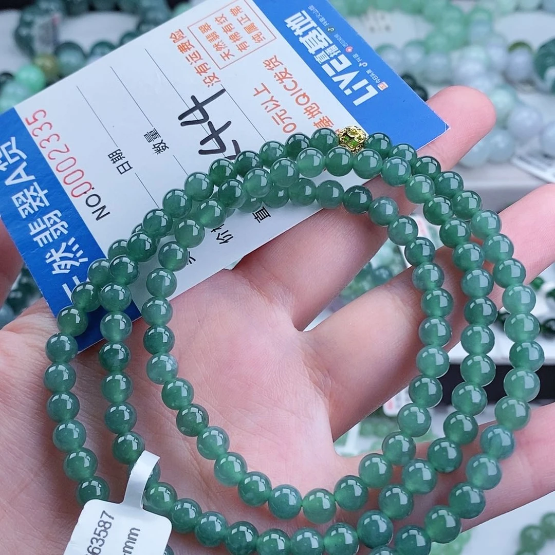 翡翠毛衣链足铂镶嵌