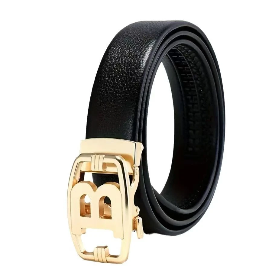 金色合金B外穿自动扣百搭男士皮带字母休闲腰带潮流经典