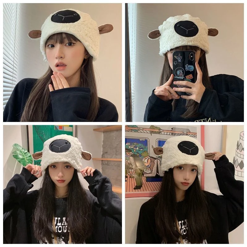 003秋冬女小羊帽女秋冬季保暖护耳毛绒,可爱百搭帽子周扬清同款