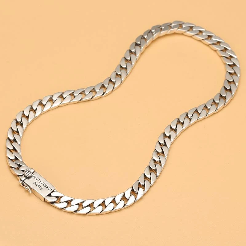 链子925银 S925纯银项链男士潮时尚百搭嘻哈古巴链锁骨链潮牌