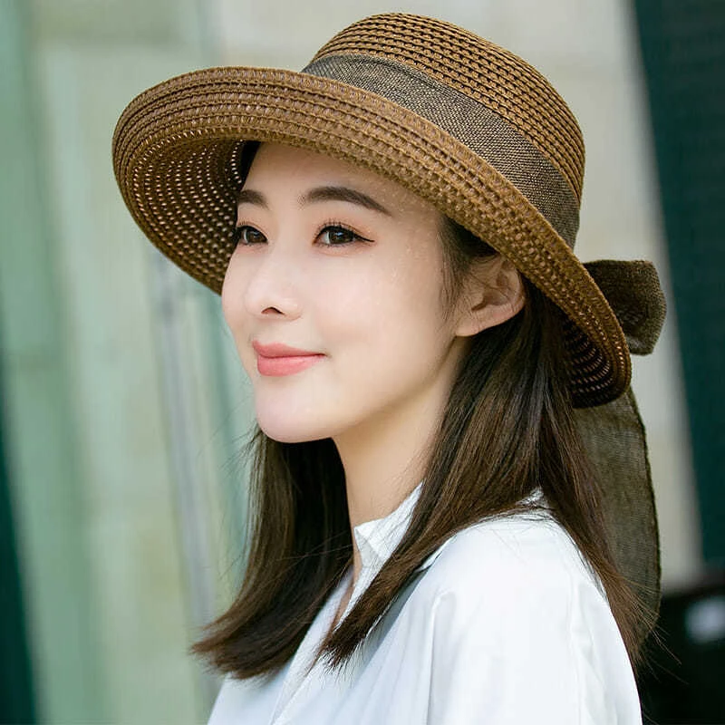 帽檐可翻草帽女夏天防晒大檐百搭太阳帽遮阳韩版沙滩帽子女海边潮