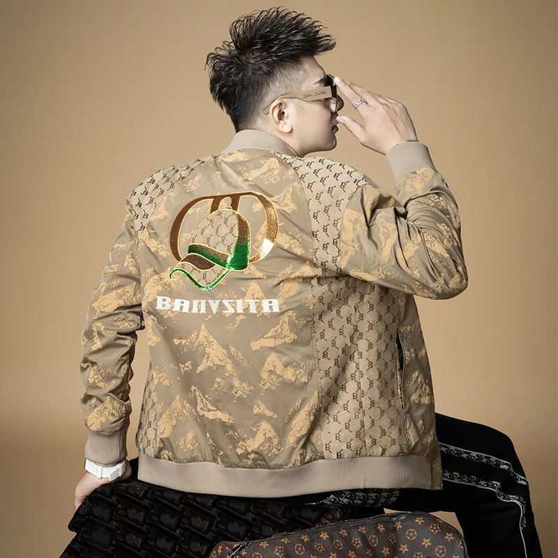 男士潮牌高端棒球服男款外套2023新款潮流春秋季男装休闲夹克上衣