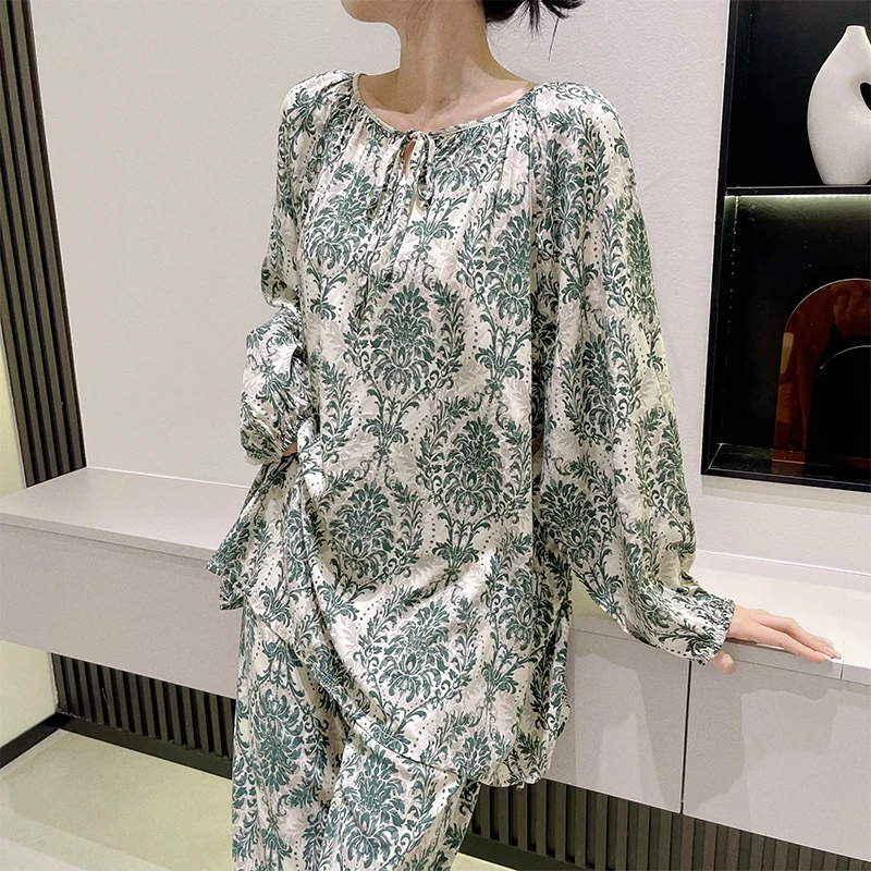 2024新款睡衣女宽松碎花泡泡袖睡衣夏季网红爆款两件套睡衣可外穿