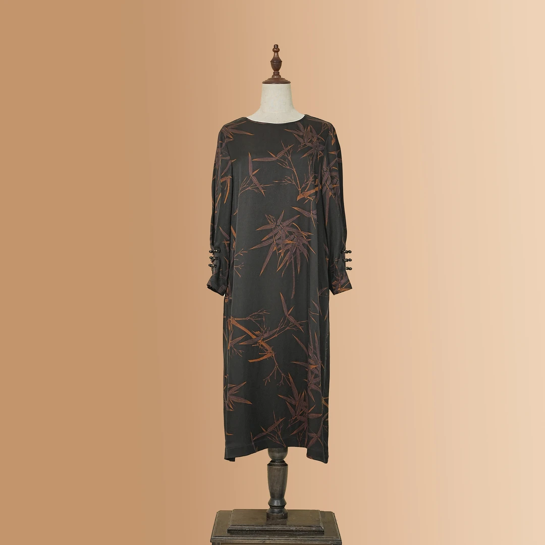 2024年新款高端优雅气质时尚百搭休闲桑蚕丝连衣裙4007