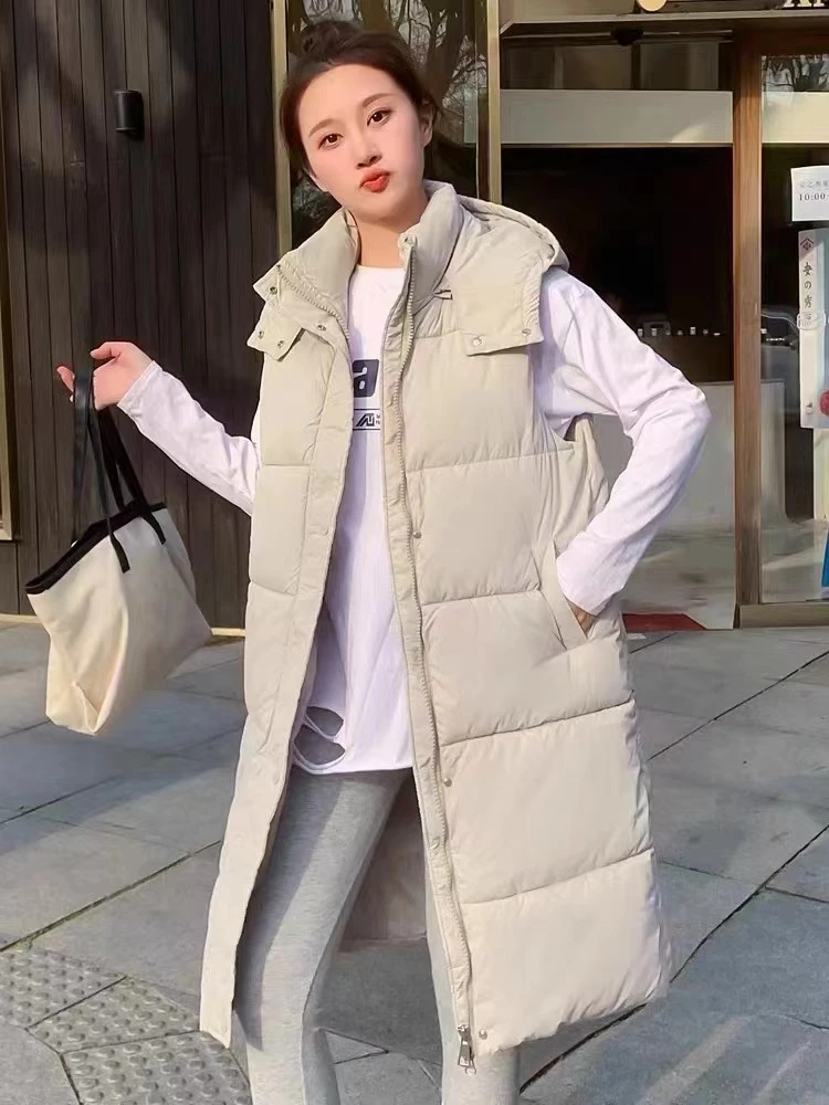 女款马甲棉马甲女款长马甲棉马甲马甲秋蓝色柔软肩宽高弹时尚冬季