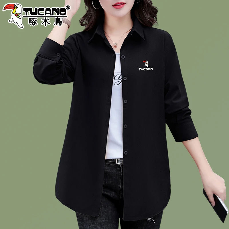 【官方】啄木鸟灯芯绒衬衫女长袖2025新款春秋季女衬衣宽松时尚上衣