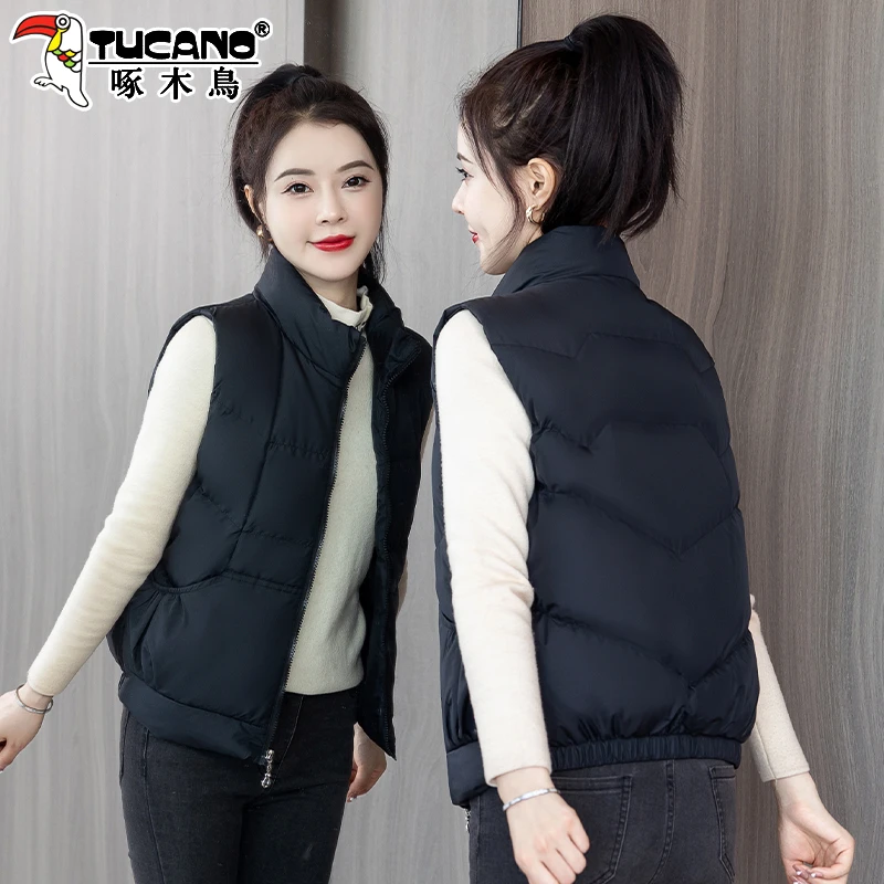 【官方】啄木鸟棉马甲爆款短款新款秋冬季马夹外穿背心坎肩女士外套